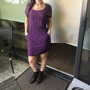 Purple summer mini dress with pockets